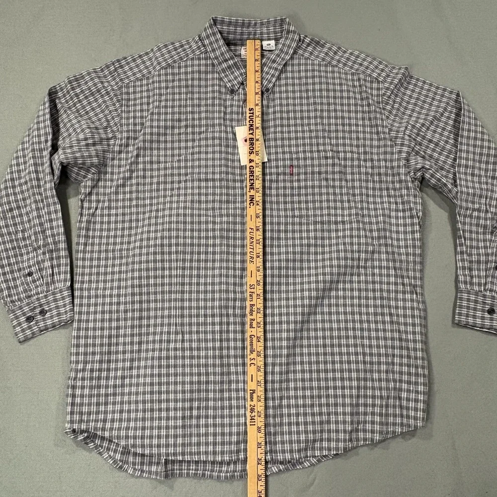 Vintage Levi's Shirt Mens XL Gray Plaid Long Sleeve Button Up Collared 90s